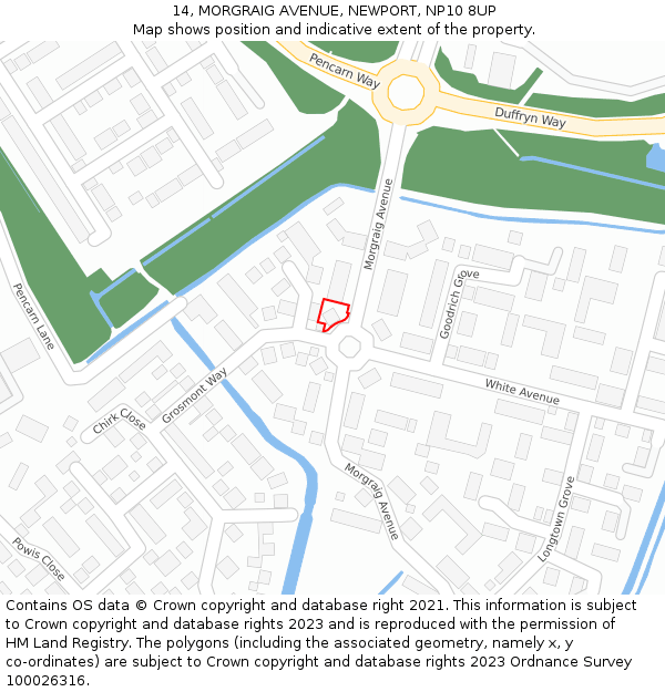 14, MORGRAIG AVENUE, NEWPORT, NP10 8UP: Location map and indicative extent of plot