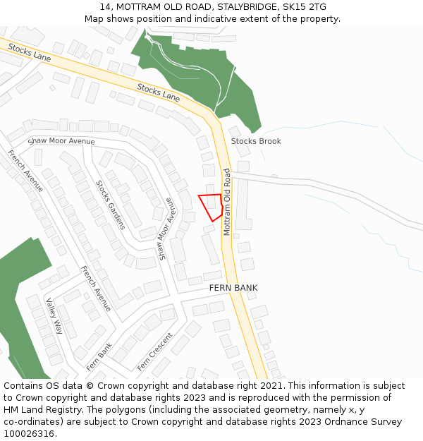 14, MOTTRAM OLD ROAD, STALYBRIDGE, SK15 2TG: Location map and indicative extent of plot