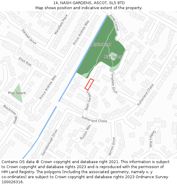 14, NASH GARDENS, ASCOT, SL5 8TD: Location map and indicative extent of plot