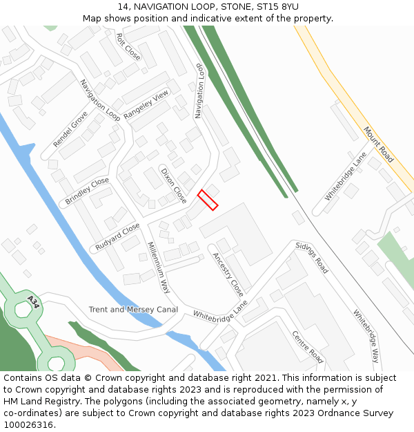 14, NAVIGATION LOOP, STONE, ST15 8YU: Location map and indicative extent of plot