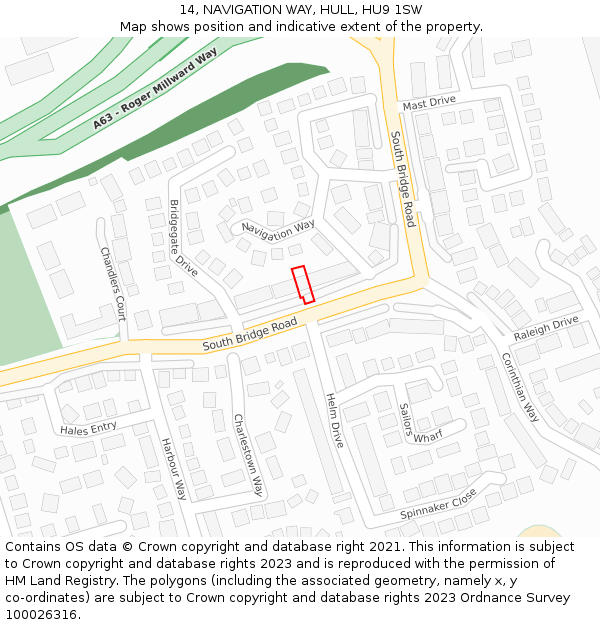 14, NAVIGATION WAY, HULL, HU9 1SW: Location map and indicative extent of plot