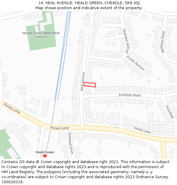 14, NEAL AVENUE, HEALD GREEN, CHEADLE, SK8 3QJ: Location map and indicative extent of plot