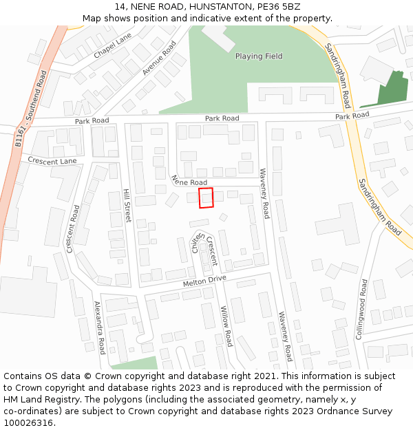 14, NENE ROAD, HUNSTANTON, PE36 5BZ: Location map and indicative extent of plot