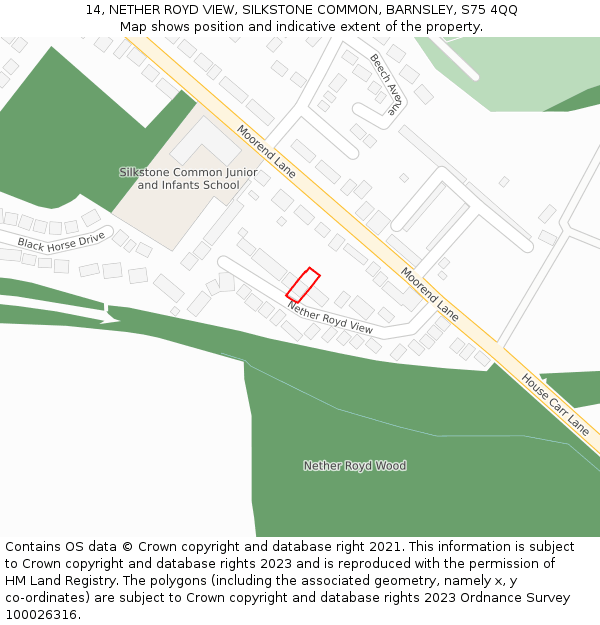 14, NETHER ROYD VIEW, SILKSTONE COMMON, BARNSLEY, S75 4QQ: Location map and indicative extent of plot