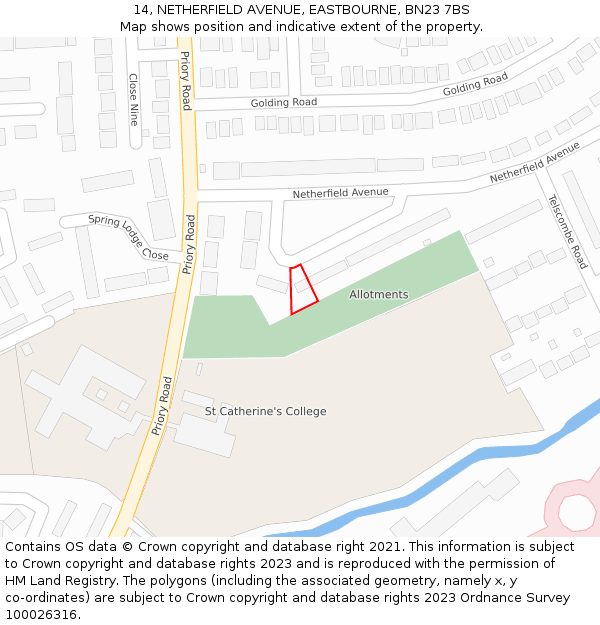 14, NETHERFIELD AVENUE, EASTBOURNE, BN23 7BS: Location map and indicative extent of plot