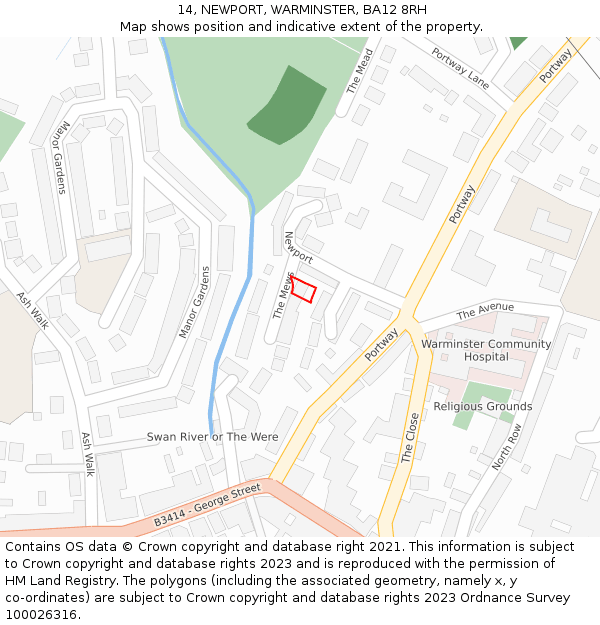 14, NEWPORT, WARMINSTER, BA12 8RH: Location map and indicative extent of plot