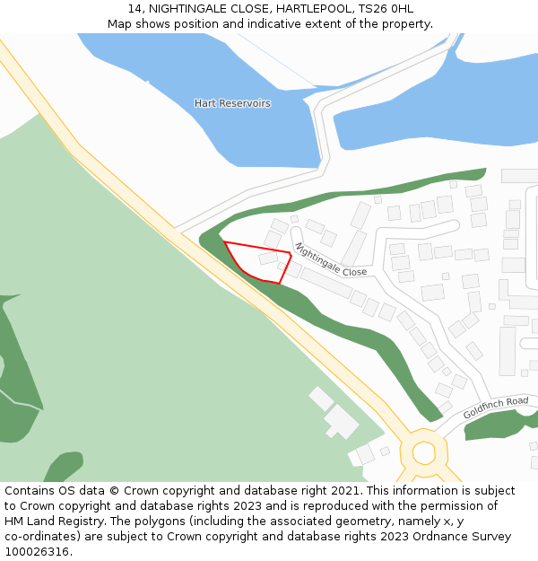 14, NIGHTINGALE CLOSE, HARTLEPOOL, TS26 0HL: Location map and indicative extent of plot