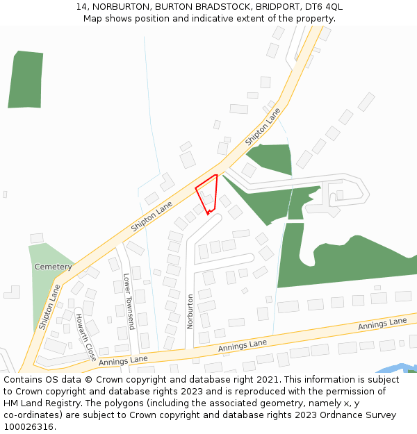 14, NORBURTON, BURTON BRADSTOCK, BRIDPORT, DT6 4QL: Location map and indicative extent of plot