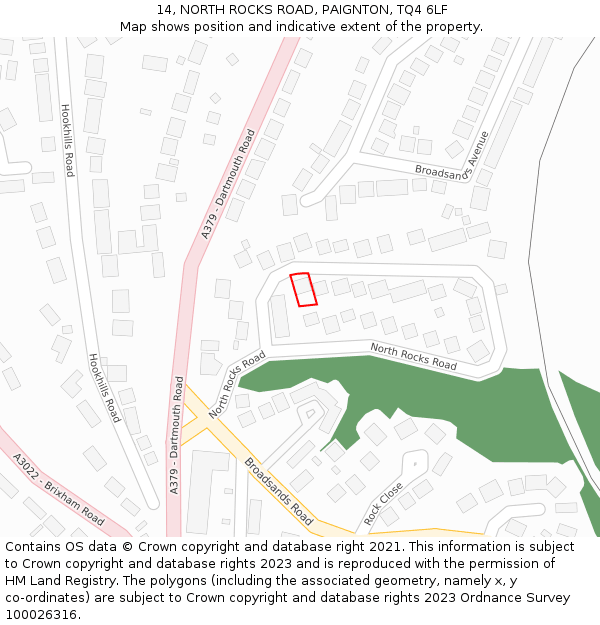 14, NORTH ROCKS ROAD, PAIGNTON, TQ4 6LF: Location map and indicative extent of plot