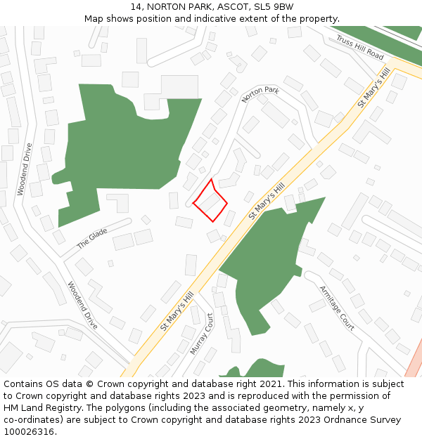 14, NORTON PARK, ASCOT, SL5 9BW: Location map and indicative extent of plot