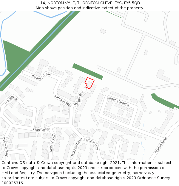14, NORTON VALE, THORNTON-CLEVELEYS, FY5 5QB: Location map and indicative extent of plot