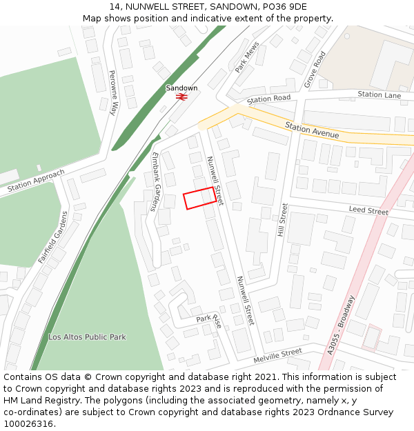 14, NUNWELL STREET, SANDOWN, PO36 9DE: Location map and indicative extent of plot