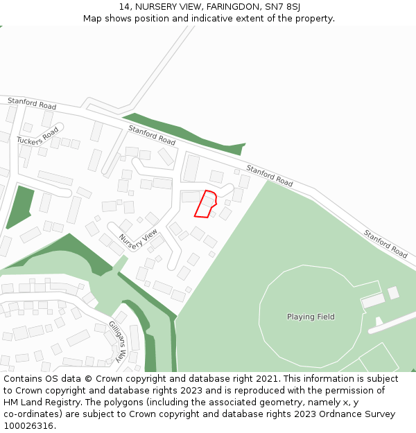 14, NURSERY VIEW, FARINGDON, SN7 8SJ: Location map and indicative extent of plot
