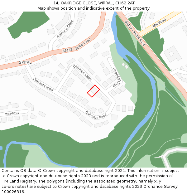 14, OAKRIDGE CLOSE, WIRRAL, CH62 2AT: Location map and indicative extent of plot