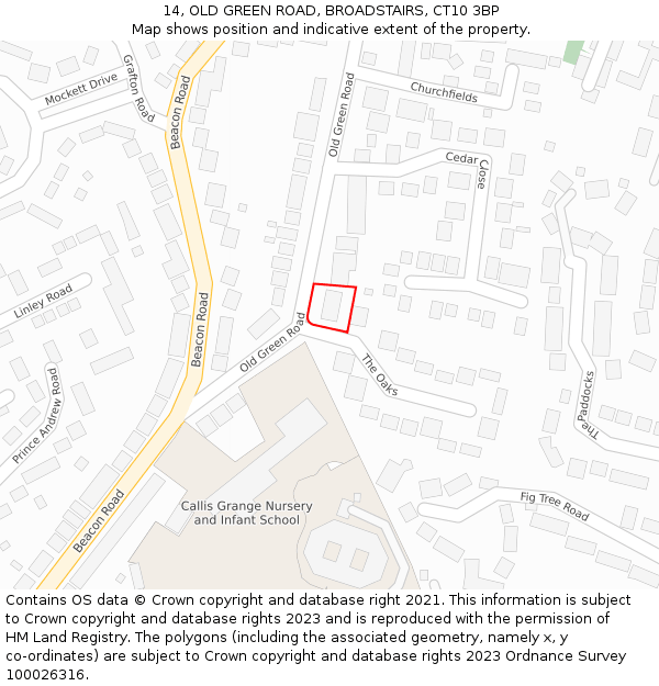 14, OLD GREEN ROAD, BROADSTAIRS, CT10 3BP: Location map and indicative extent of plot