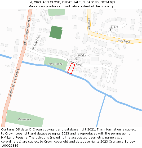 14, ORCHARD CLOSE, GREAT HALE, SLEAFORD, NG34 9JB: Location map and indicative extent of plot