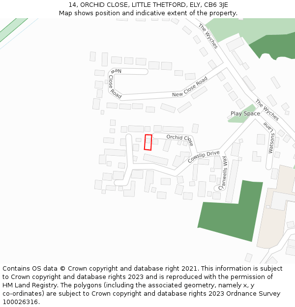 14, ORCHID CLOSE, LITTLE THETFORD, ELY, CB6 3JE: Location map and indicative extent of plot