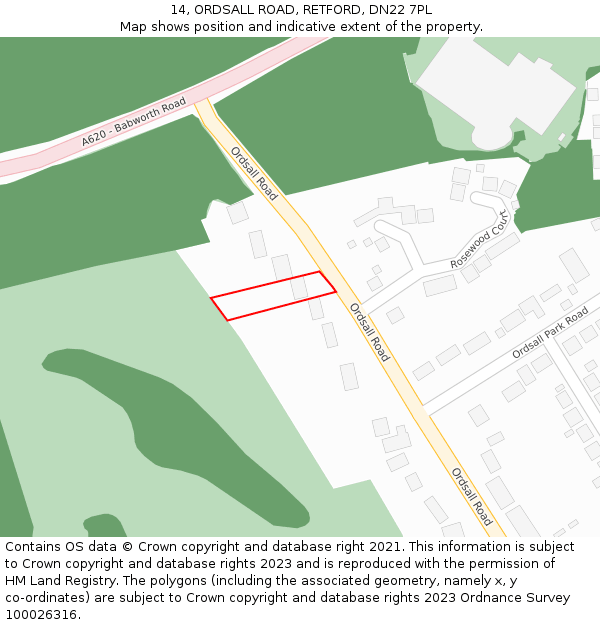 14, ORDSALL ROAD, RETFORD, DN22 7PL: Location map and indicative extent of plot