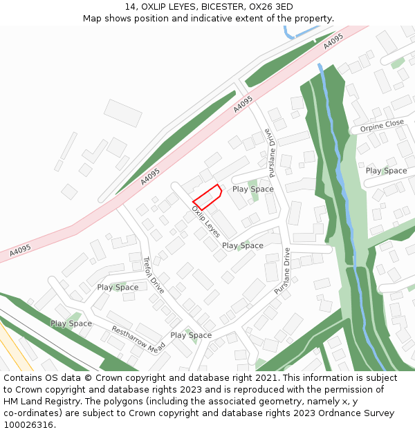 14, OXLIP LEYES, BICESTER, OX26 3ED: Location map and indicative extent of plot