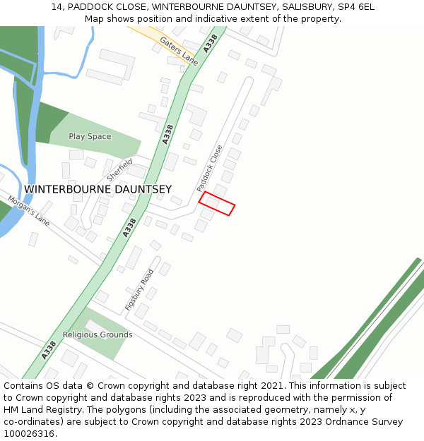 14, PADDOCK CLOSE, WINTERBOURNE DAUNTSEY, SALISBURY, SP4 6EL: Location map and indicative extent of plot