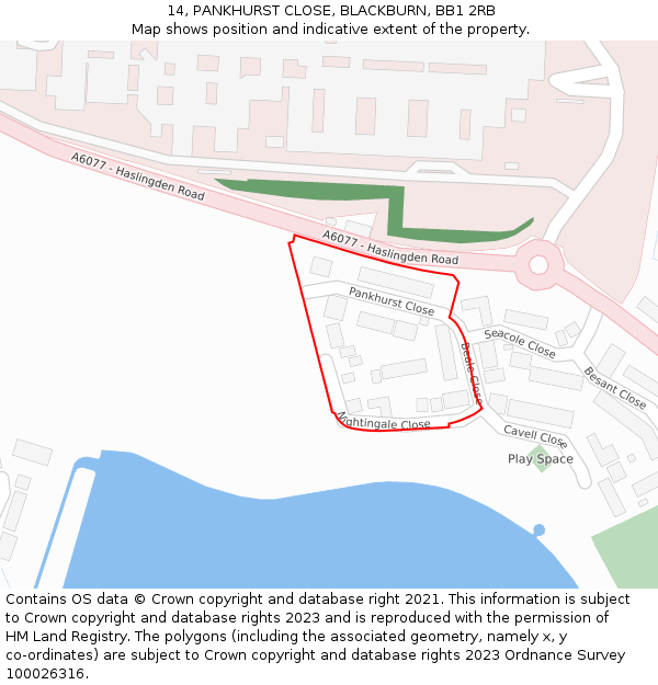 14, PANKHURST CLOSE, BLACKBURN, BB1 2RB: Location map and indicative extent of plot