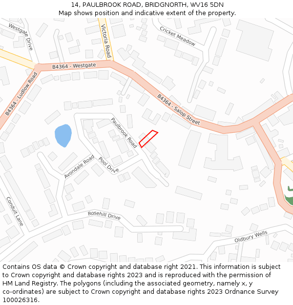 14, PAULBROOK ROAD, BRIDGNORTH, WV16 5DN: Location map and indicative extent of plot