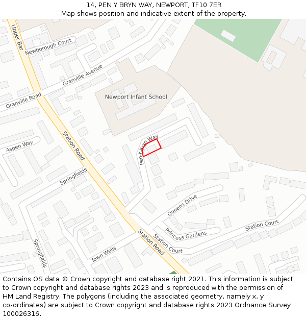 14, PEN Y BRYN WAY, NEWPORT, TF10 7ER: Location map and indicative extent of plot