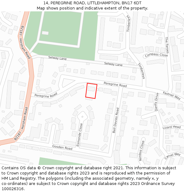 14, PEREGRINE ROAD, LITTLEHAMPTON, BN17 6DT: Location map and indicative extent of plot