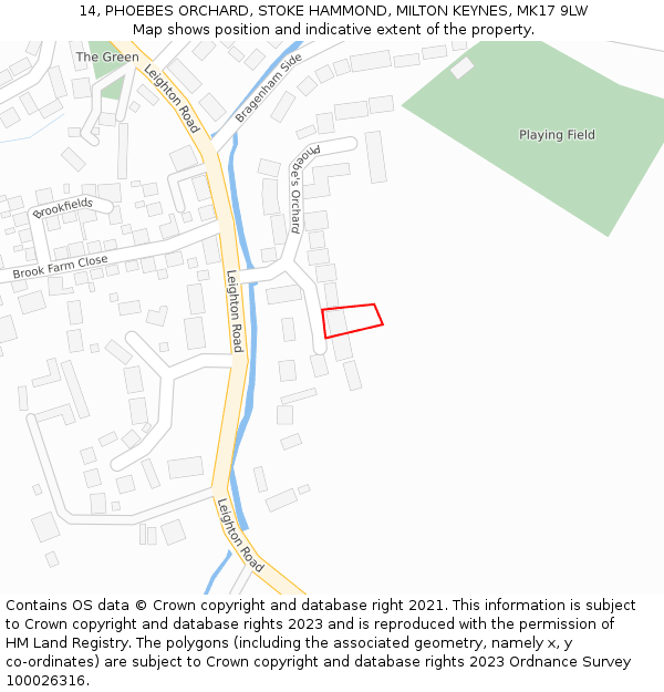 14, PHOEBES ORCHARD, STOKE HAMMOND, MILTON KEYNES, MK17 9LW: Location map and indicative extent of plot