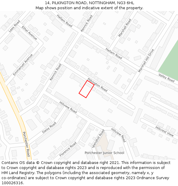 14, PILKINGTON ROAD, NOTTINGHAM, NG3 6HL: Location map and indicative extent of plot