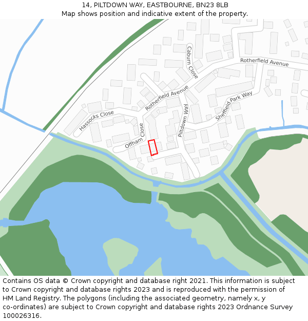 14, PILTDOWN WAY, EASTBOURNE, BN23 8LB: Location map and indicative extent of plot