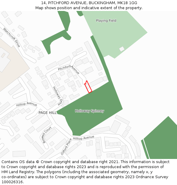14, PITCHFORD AVENUE, BUCKINGHAM, MK18 1GG: Location map and indicative extent of plot