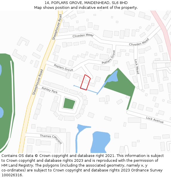 14, POPLARS GROVE, MAIDENHEAD, SL6 8HD: Location map and indicative extent of plot