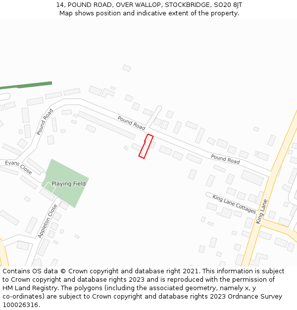 14, POUND ROAD, OVER WALLOP, STOCKBRIDGE, SO20 8JT: Location map and indicative extent of plot