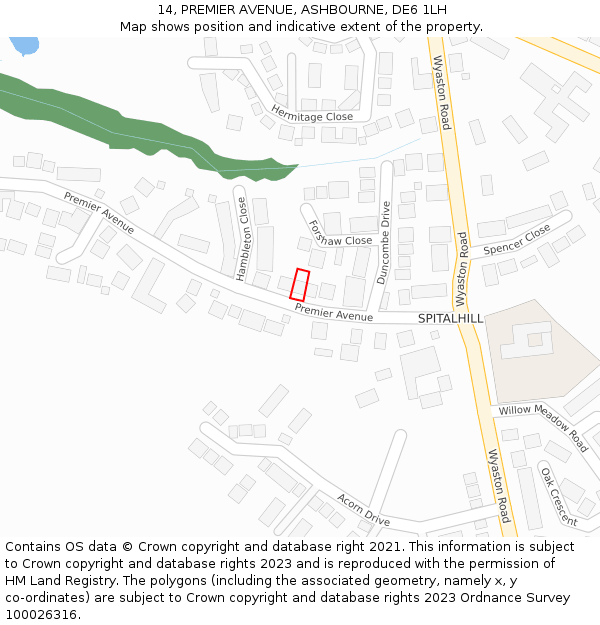 14, PREMIER AVENUE, ASHBOURNE, DE6 1LH: Location map and indicative extent of plot