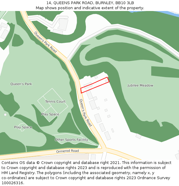 14, QUEENS PARK ROAD, BURNLEY, BB10 3LB: Location map and indicative extent of plot