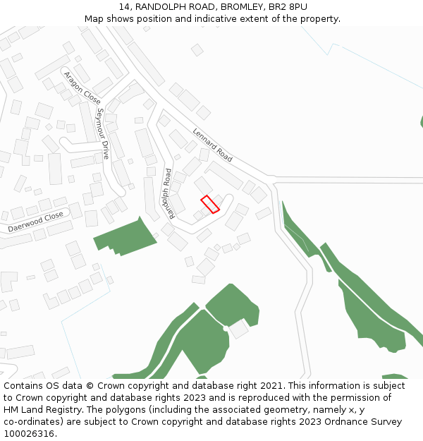 14, RANDOLPH ROAD, BROMLEY, BR2 8PU: Location map and indicative extent of plot