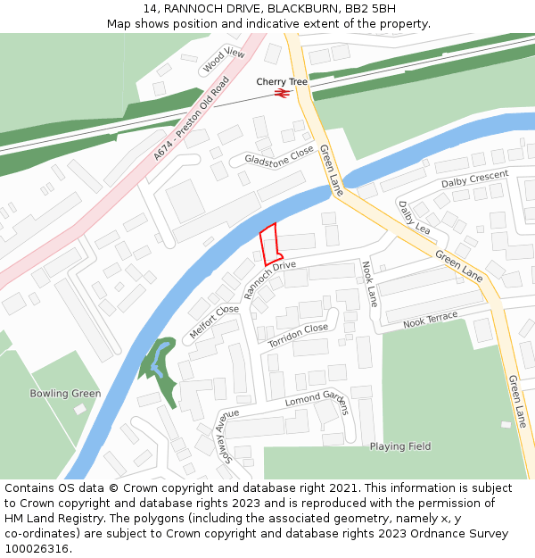 14, RANNOCH DRIVE, BLACKBURN, BB2 5BH: Location map and indicative extent of plot