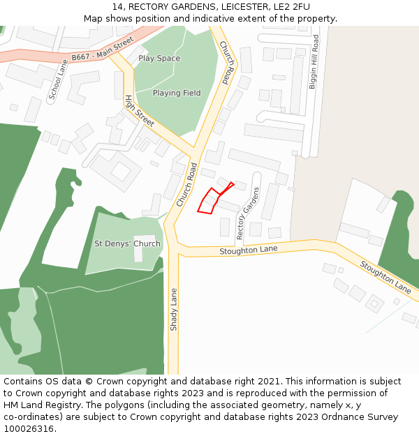 14, RECTORY GARDENS, LEICESTER, LE2 2FU: Location map and indicative extent of plot