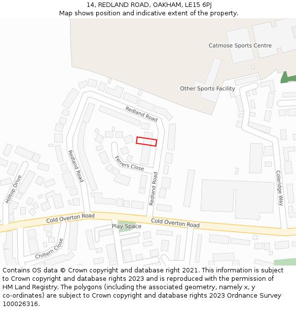 14, REDLAND ROAD, OAKHAM, LE15 6PJ: Location map and indicative extent of plot
