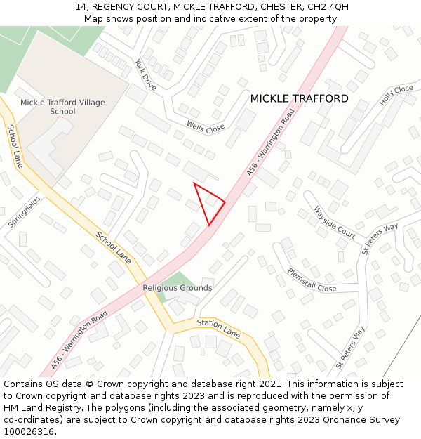 14, REGENCY COURT, MICKLE TRAFFORD, CHESTER, CH2 4QH: Location map and indicative extent of plot