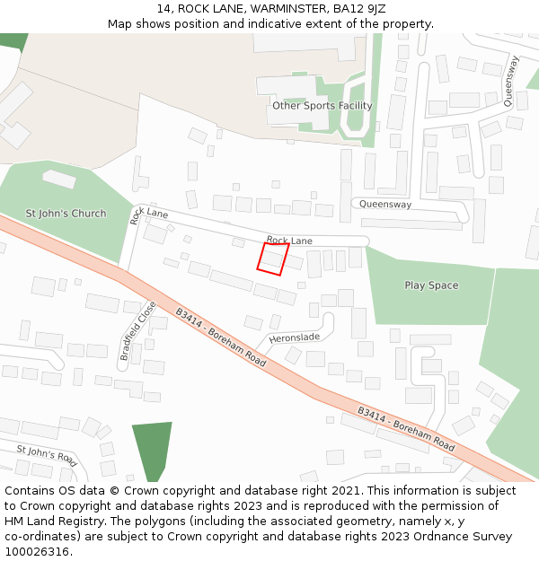 14, ROCK LANE, WARMINSTER, BA12 9JZ: Location map and indicative extent of plot