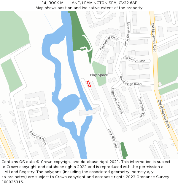 14, ROCK MILL LANE, LEAMINGTON SPA, CV32 6AP: Location map and indicative extent of plot