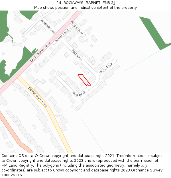 14, ROCKWAYS, BARNET, EN5 3JJ: Location map and indicative extent of plot