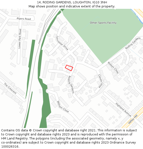 14, RODING GARDENS, LOUGHTON, IG10 3NH: Location map and indicative extent of plot