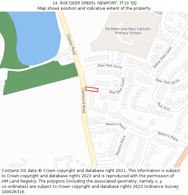 14, ROE DEER GREEN, NEWPORT, TF10 7JQ: Location map and indicative extent of plot