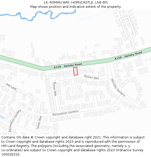 14, ROMAN WAY, HORNCASTLE, LN9 6PL: Location map and indicative extent of plot