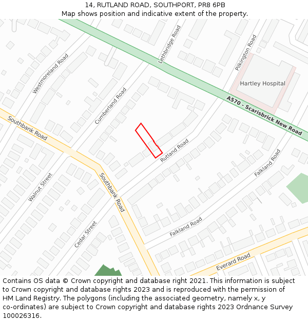 14, RUTLAND ROAD, SOUTHPORT, PR8 6PB: Location map and indicative extent of plot