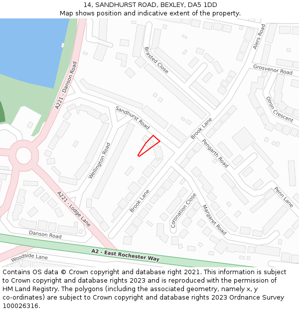 14, SANDHURST ROAD, BEXLEY, DA5 1DD: Location map and indicative extent of plot