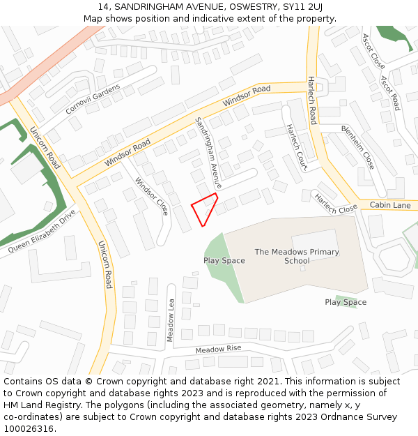 14, SANDRINGHAM AVENUE, OSWESTRY, SY11 2UJ: Location map and indicative extent of plot